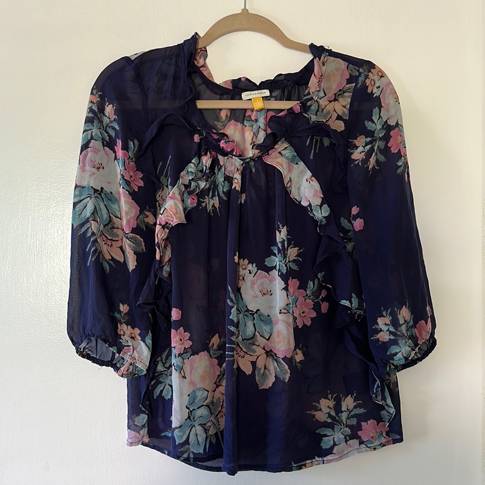 Leifsdottir 100% Silk Floral Top